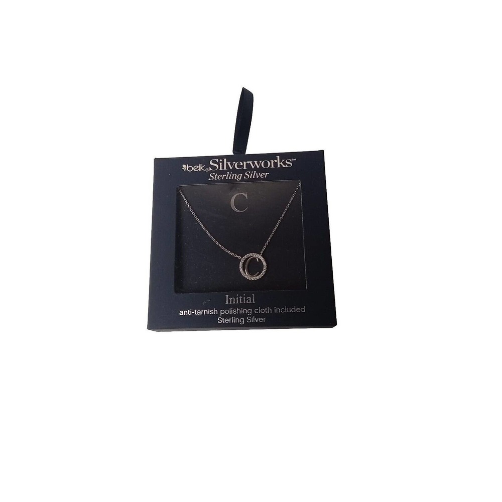 Belk Sterling Silver Letter C Necklace Silverworks With Polishing Cloth